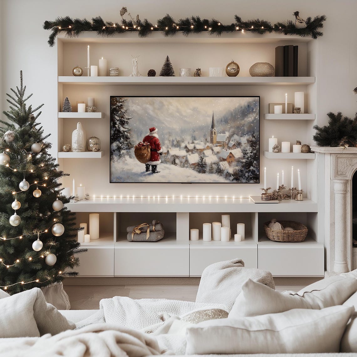 Christmas Frame Tv Art Vintage Santa Claus Art For Tv Farmhouse Painting Christmas Holiday Decor Tv Art