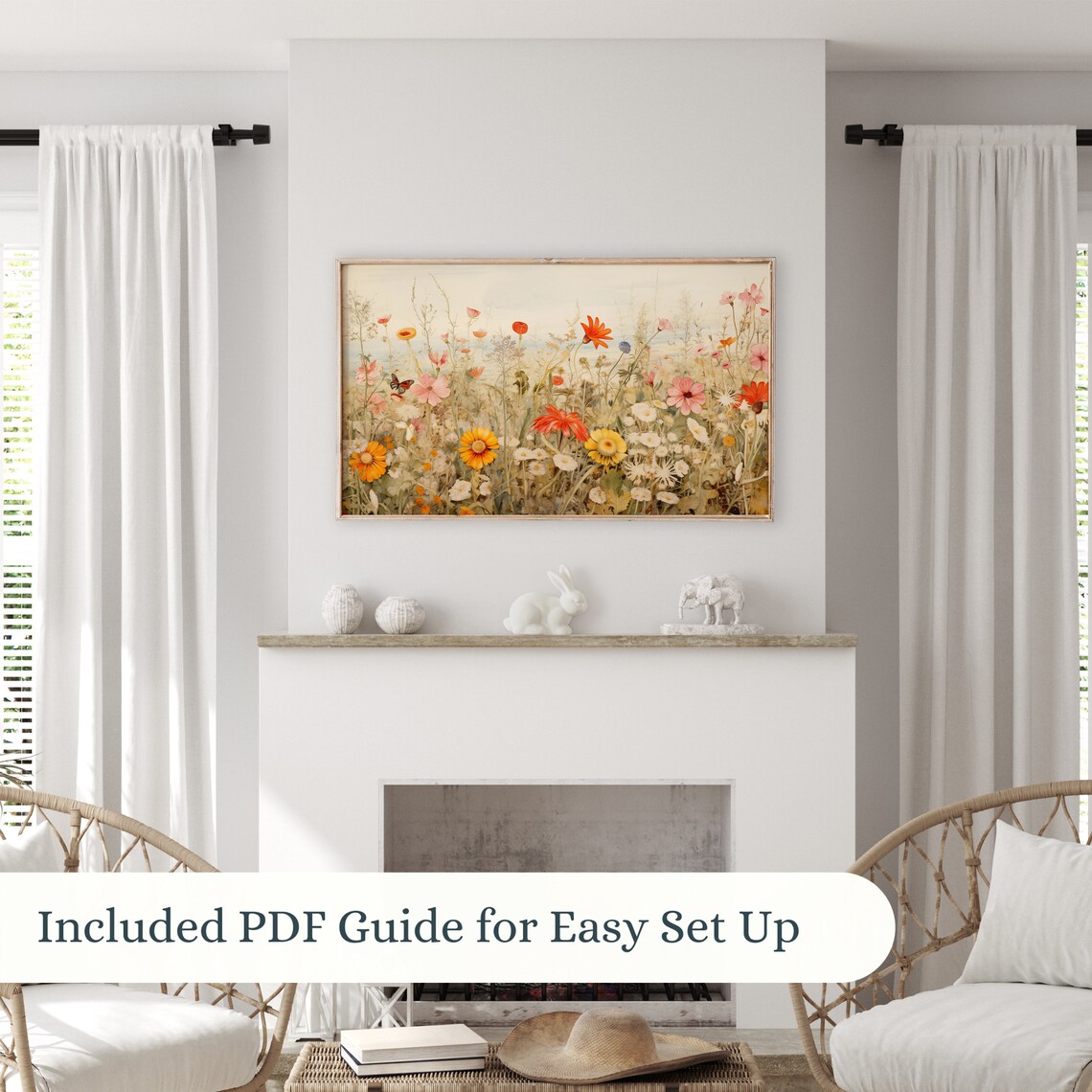 Warm Wildflower Meadow Orange Marigolds Butterfly Golden Summer Poster - Image 3