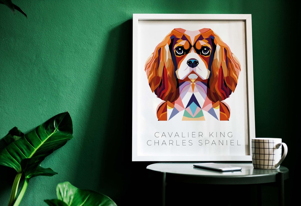 Cavalier King Charles Spaniel Geometric Pop Art Dog Wall Poster - Image 3
