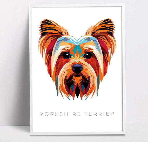 Yorkshire Terrier Geometric Pop Art Print Pet Dog Wall Art Prints Printable Wall Art Dog Poster Print Art