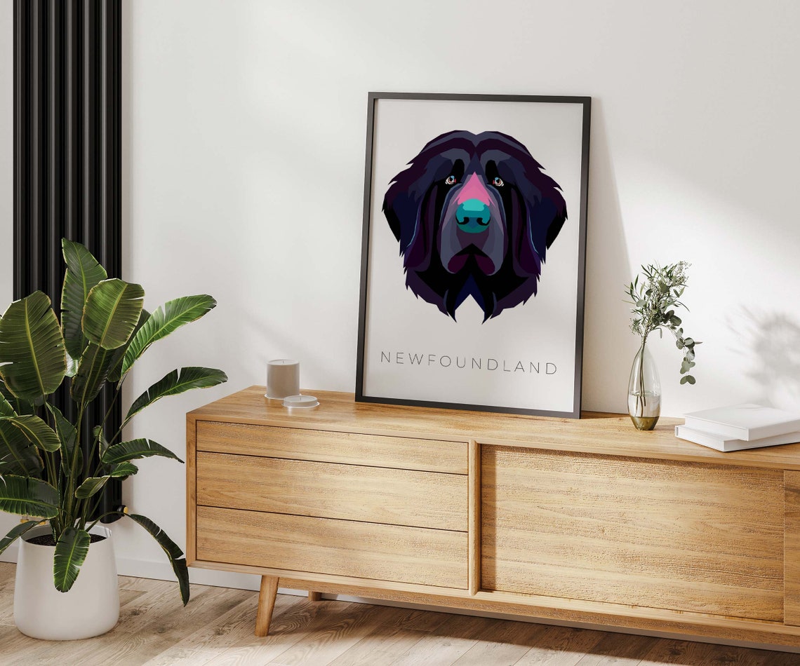 Newfoundland Dog Bold Geometric Pop Art Colorful Portrait Poster - Image 3