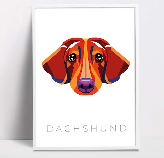 Daschund Geometric Pop Art Print Pet Dog Wall Art Prints Printable Wall Art Dog Poster Print Art