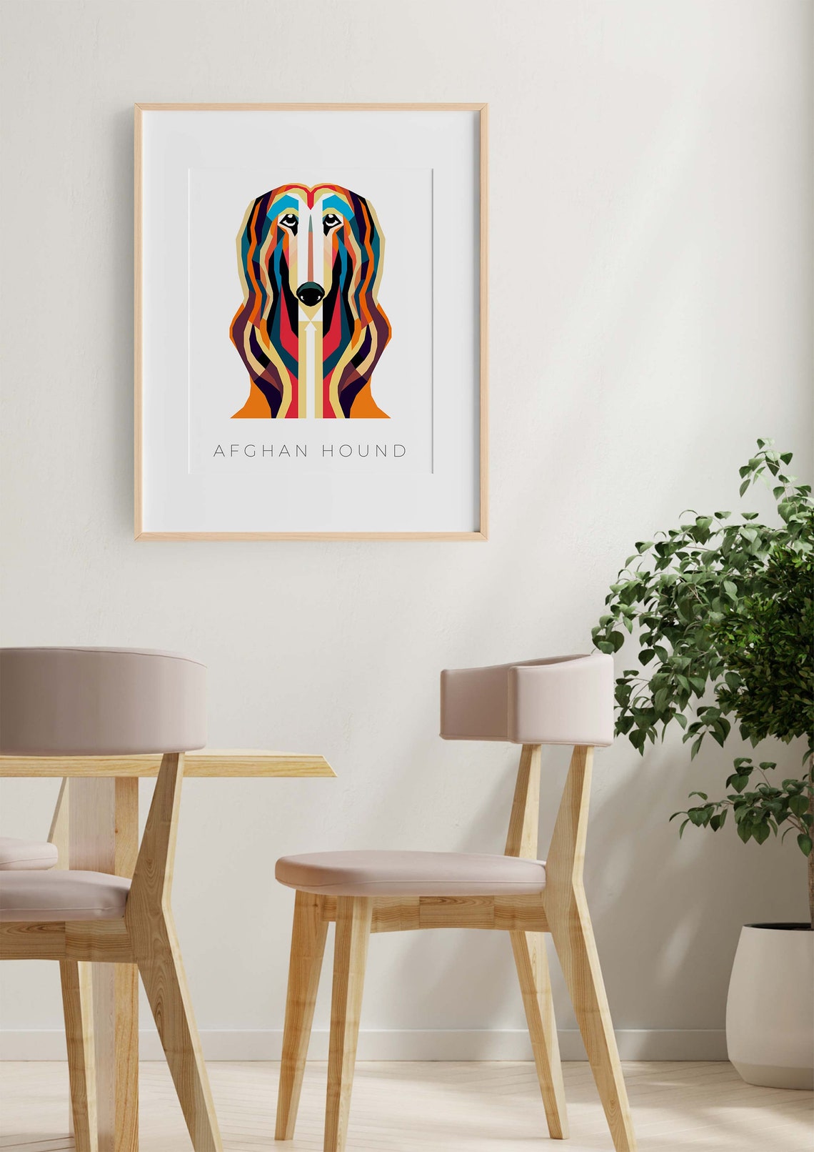 Afghan Hound Geometric Pop Art Colorful Dog Breed Wall Poster - Image 3