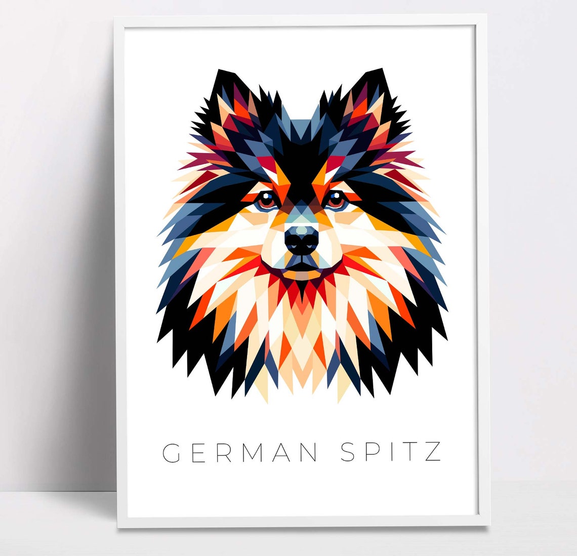 German Spitz Dog Fluffy Geometric Pop Art Colorful Portrait Poster - Image 2