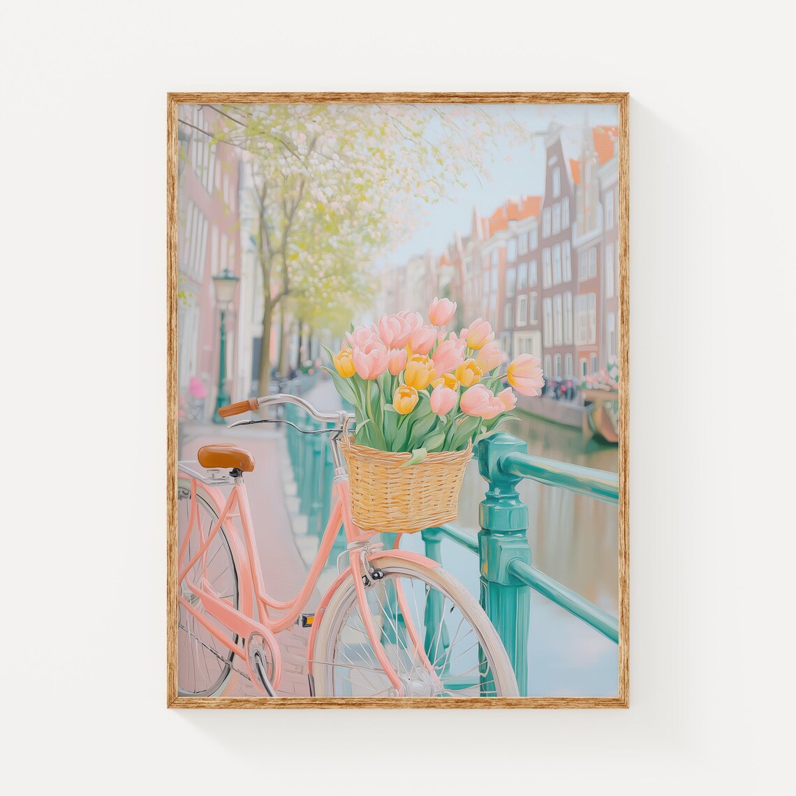 Amsterdam Bike With Tulips, Whimsical City Scene