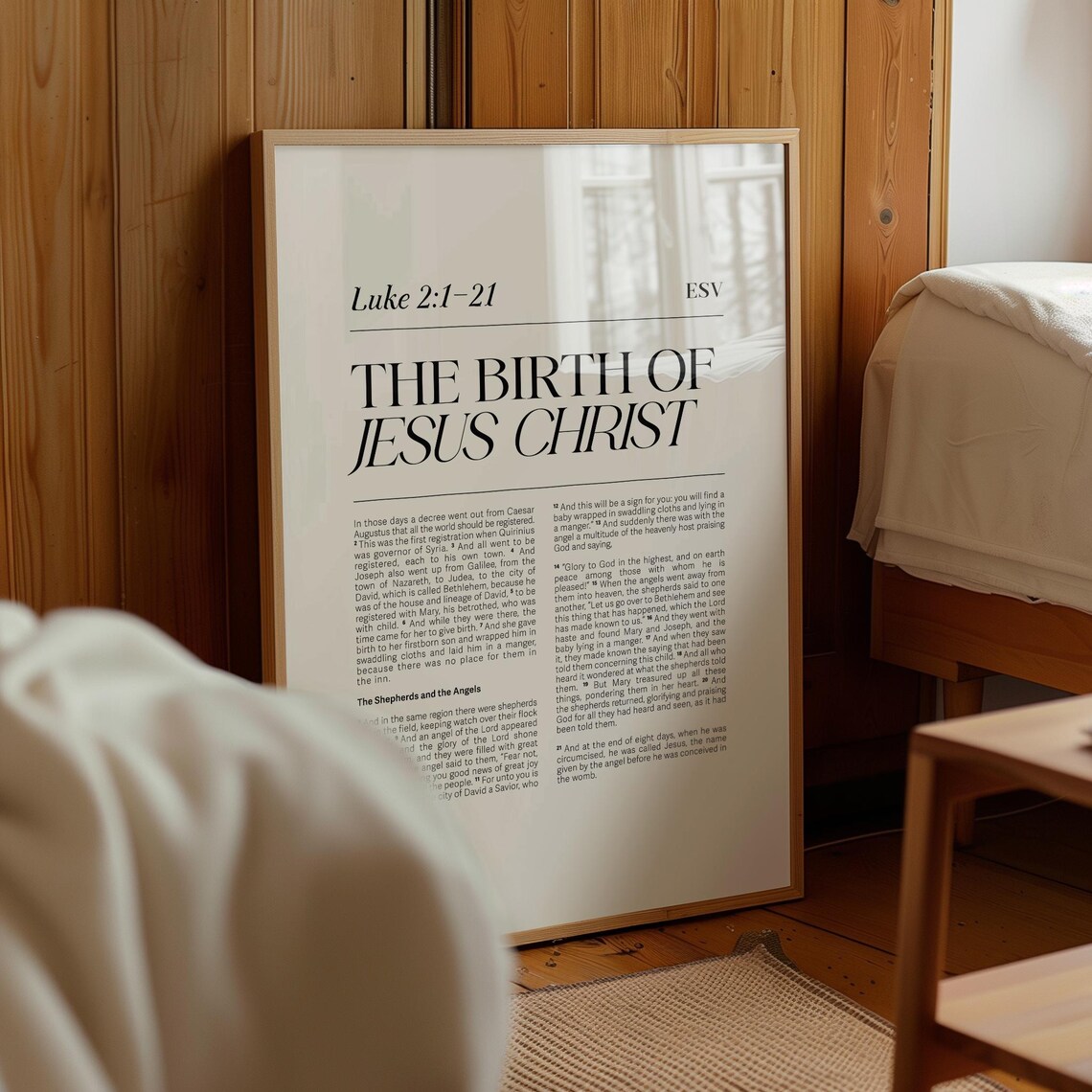 The Birth of Jesus Christ Bible Verse Art Print - Image 2
