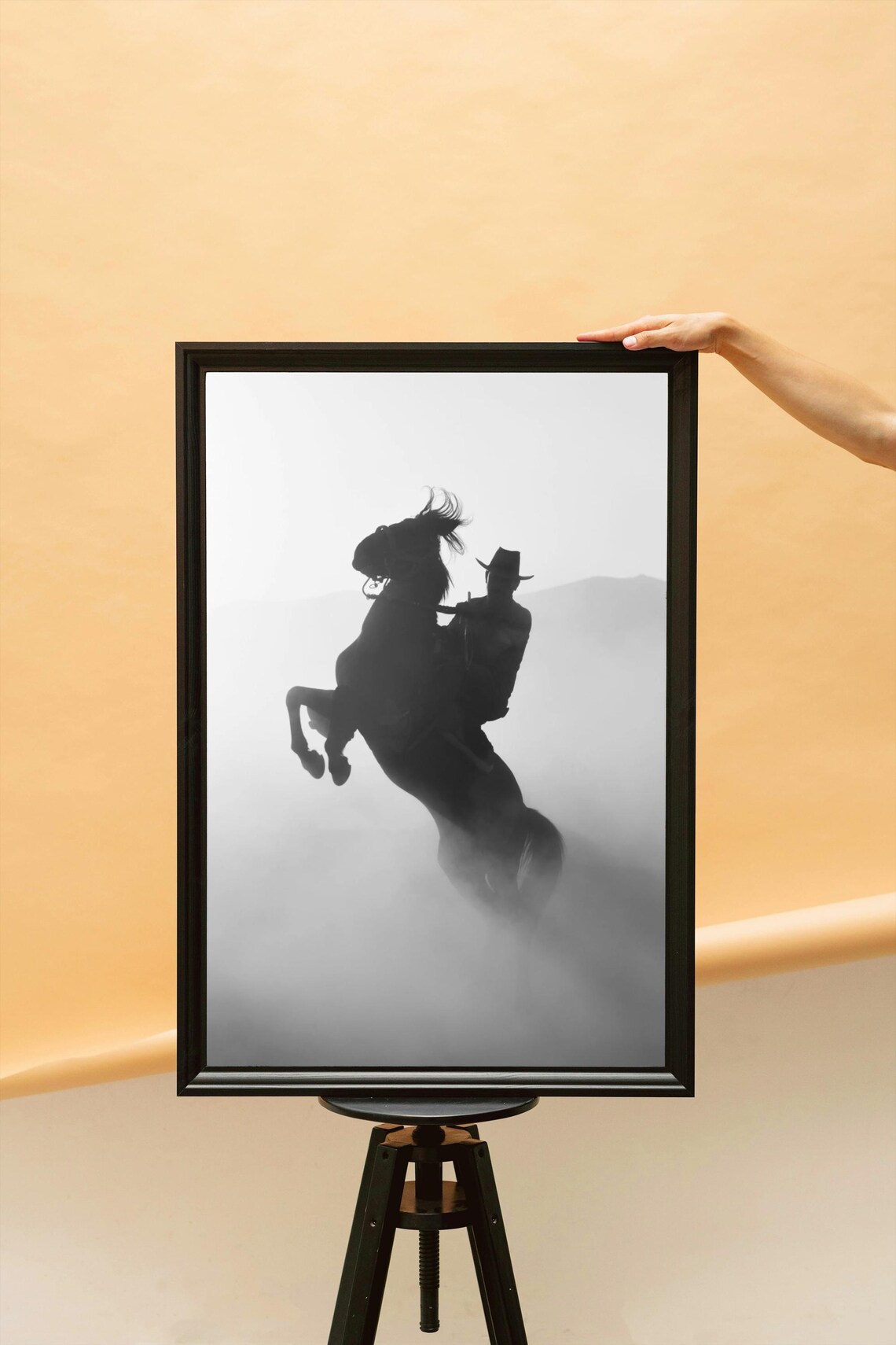 Cowboy Silhouette On Rearing Horse Art Print - Image 5