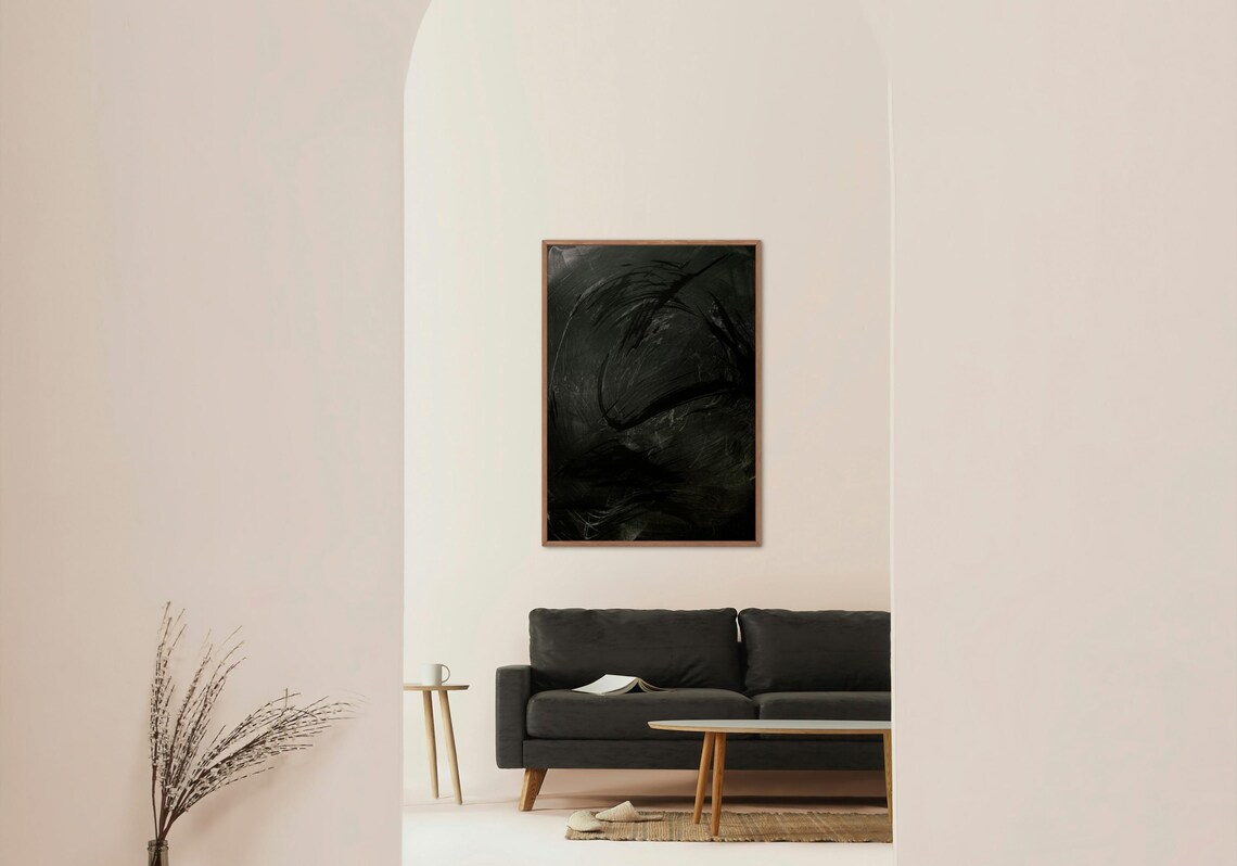 Dark Abstract Art, Moody Brushstroke Texture - Image 5