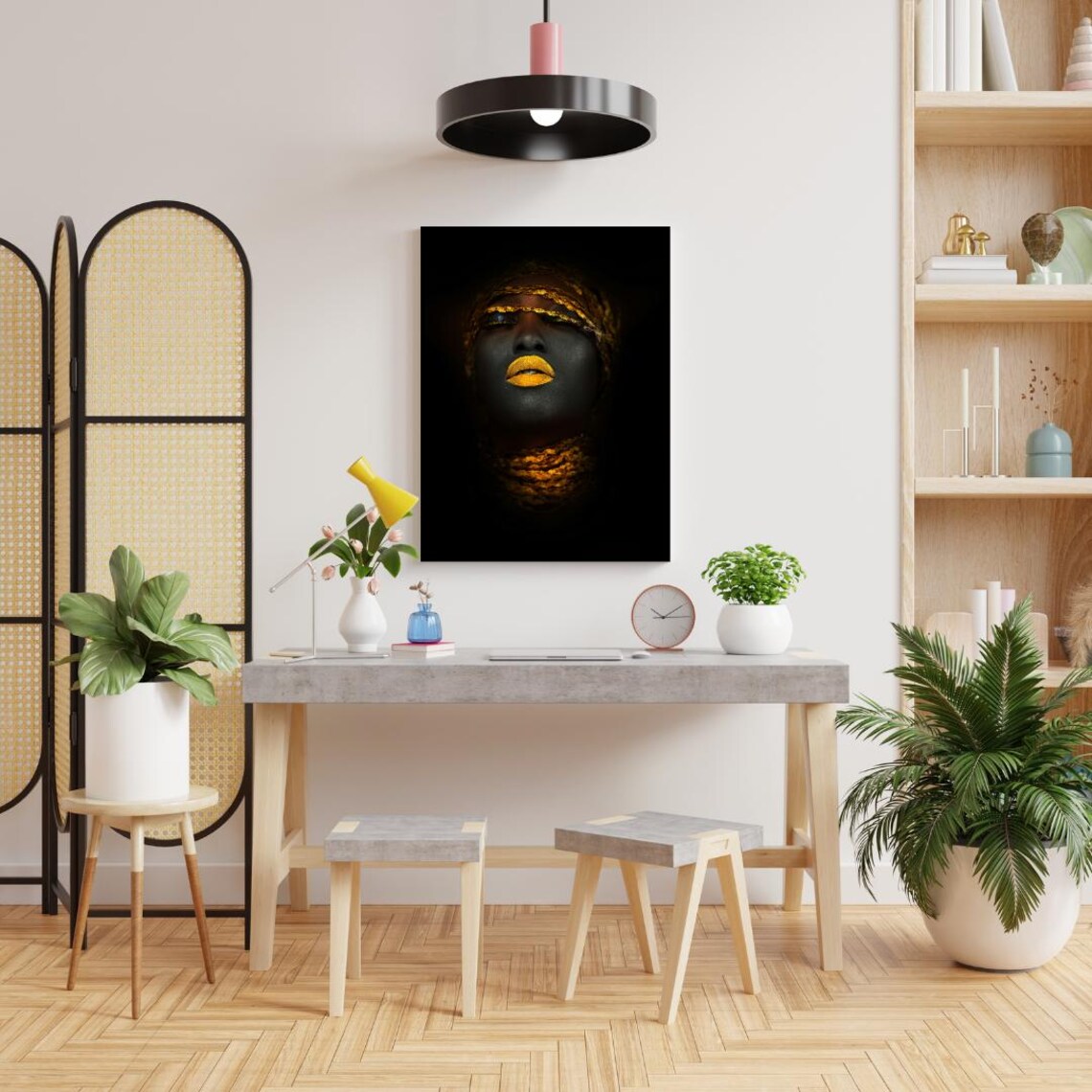Golden Silence - Abstract Black And Gold Portrait - Image 4