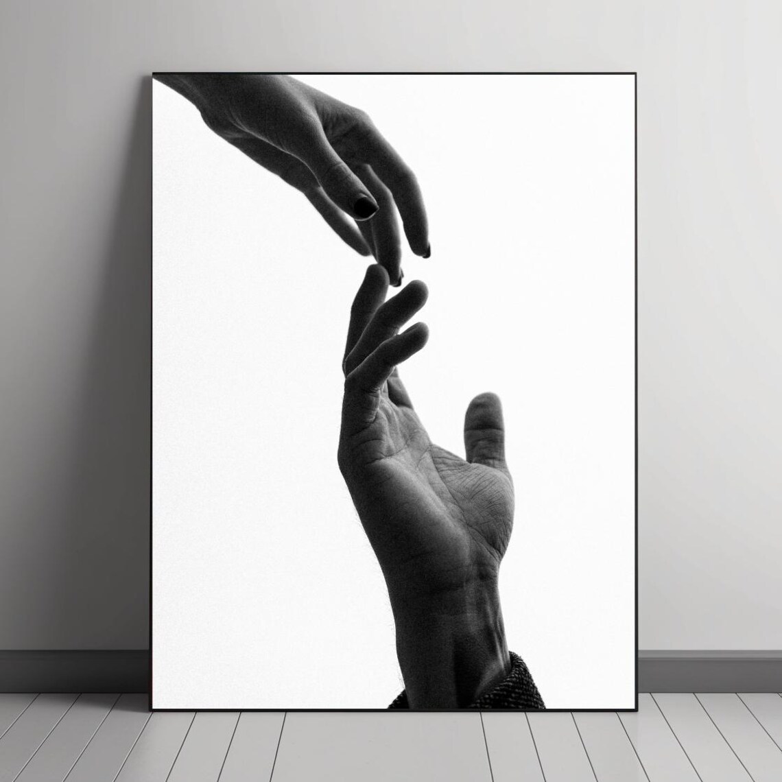 Reaching Hands Minimalist Art Print, Emotional Connection