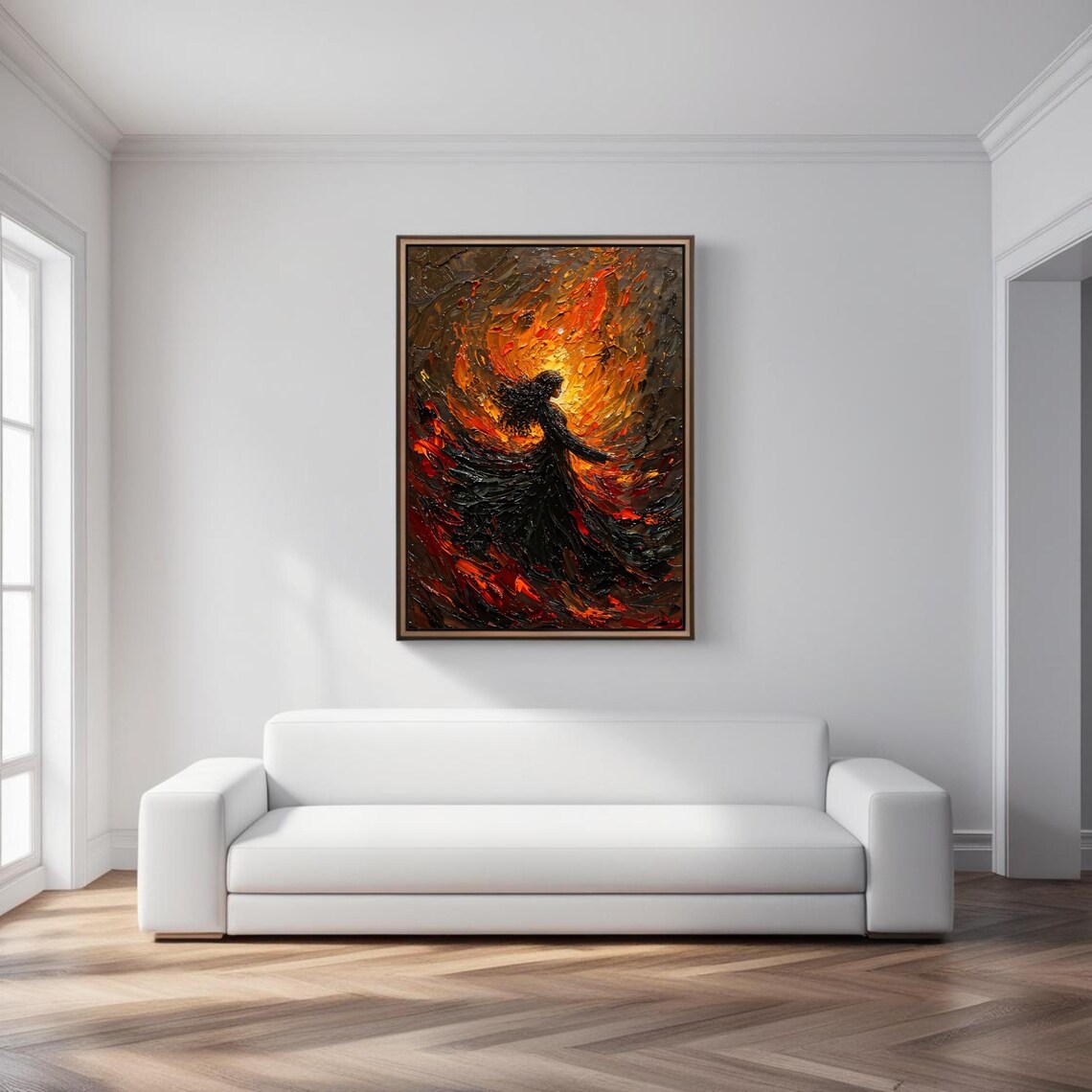 Fiery Soul Abstract Oil Style Dark Fantasy Woman - Image 2