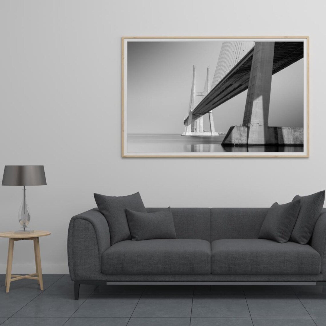 Architectural Elegance, Monochrome Bridge Minimalist Art Print - Image 6
