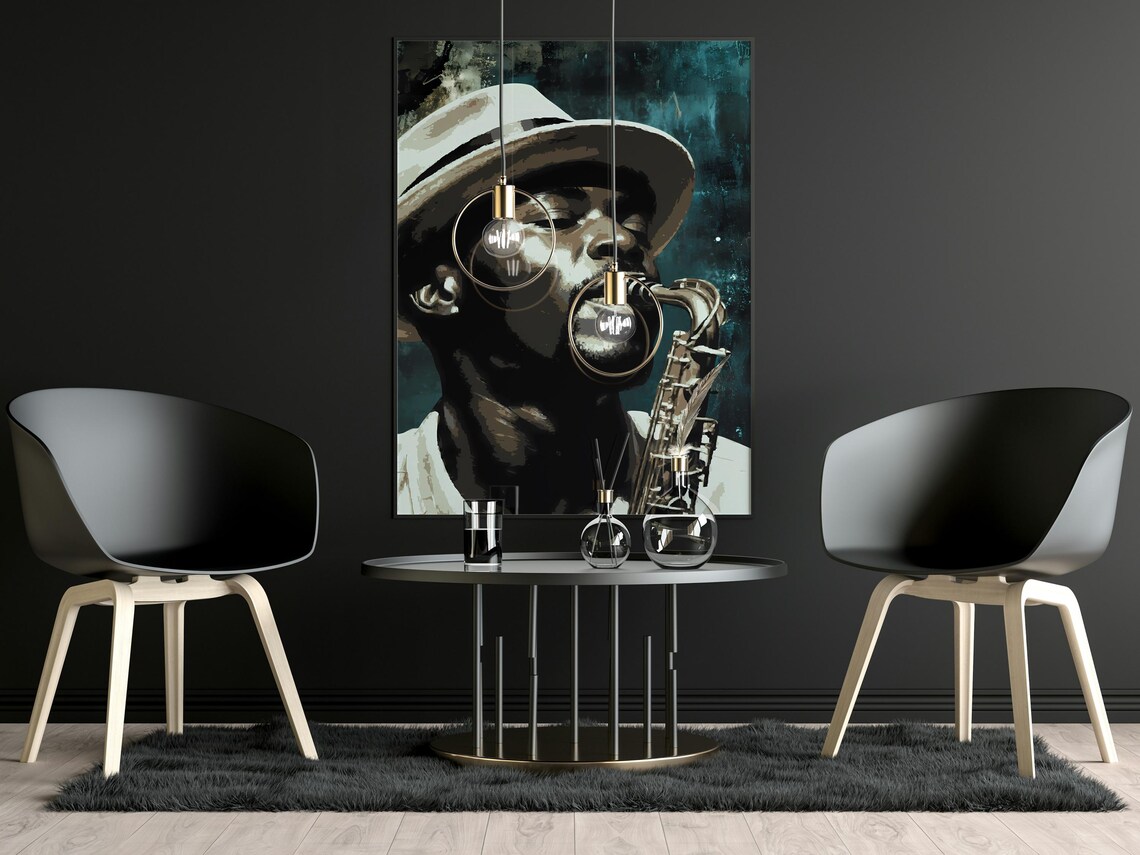 Jazz Saxophone Musician Portrait, Jazz Music Decor - Image 3