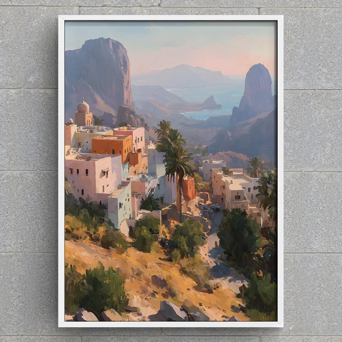 Yemen Arabian Mountain Village Sunset Coast Landscape Art Poster