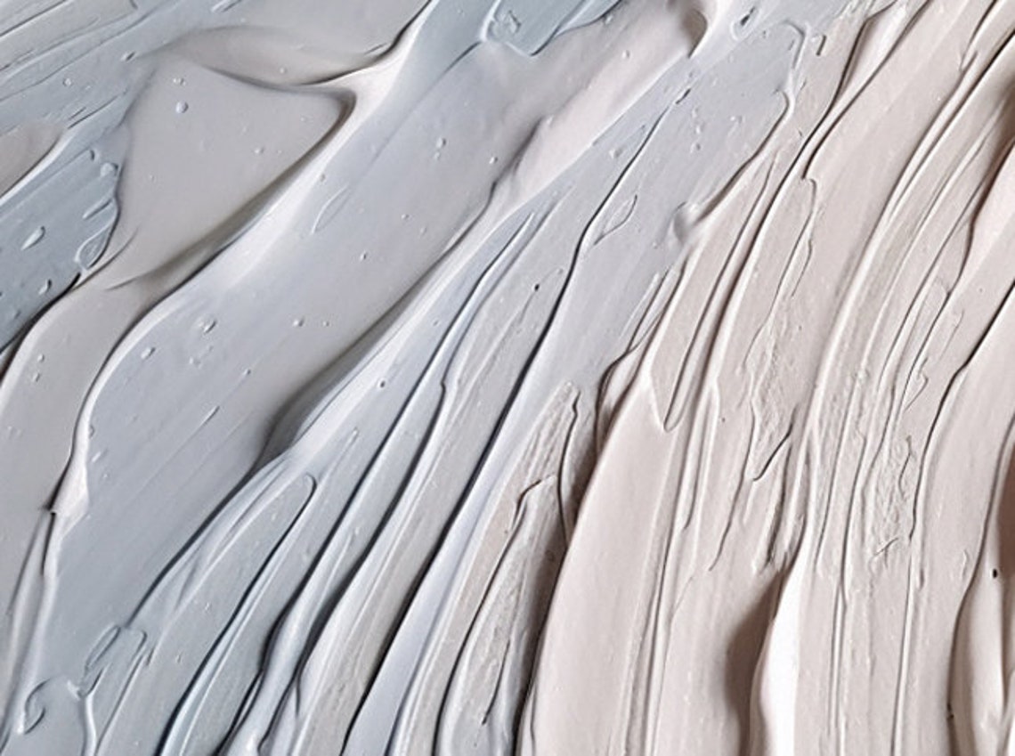 Blue To White Swirl Wave Texture Horizontal Abstract Painting Poster - Image 5