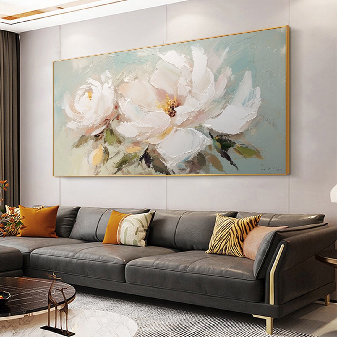 Two Soft White Roses Painterly Floral on Pale Mint Art Poster - Image 5