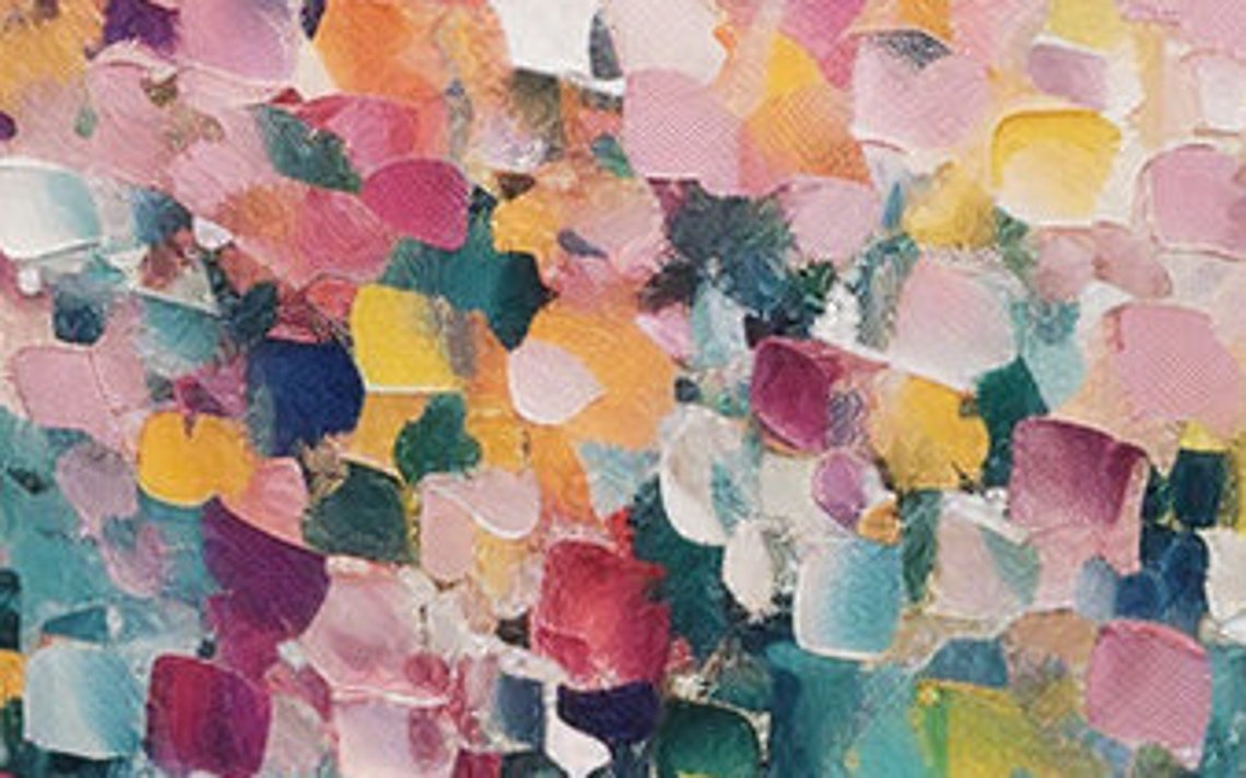 Colorful Mosaic Dabs Abstract Pastel Impasto Texture Art Poster - Image 4
