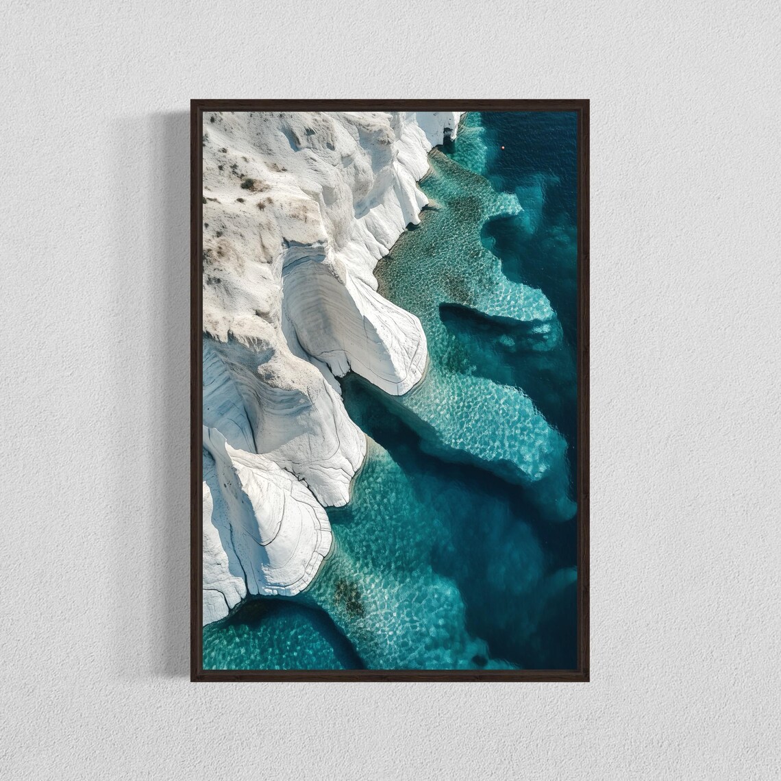Sarakiniko Beach Aerial Travel Poster, Milos Island Greece
