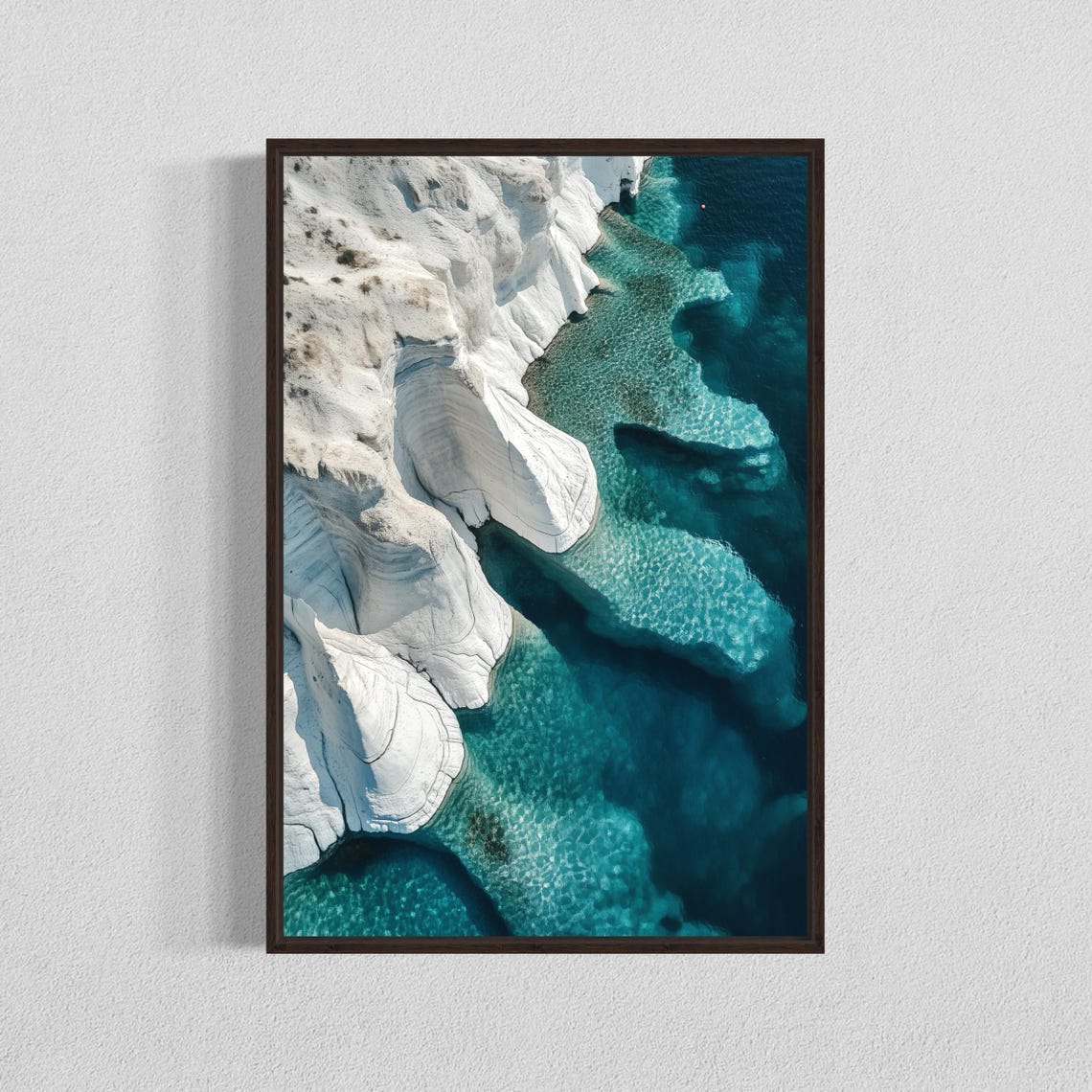 Sarakiniko Beach Milos Island Turquoise Bay Drone Photo Print