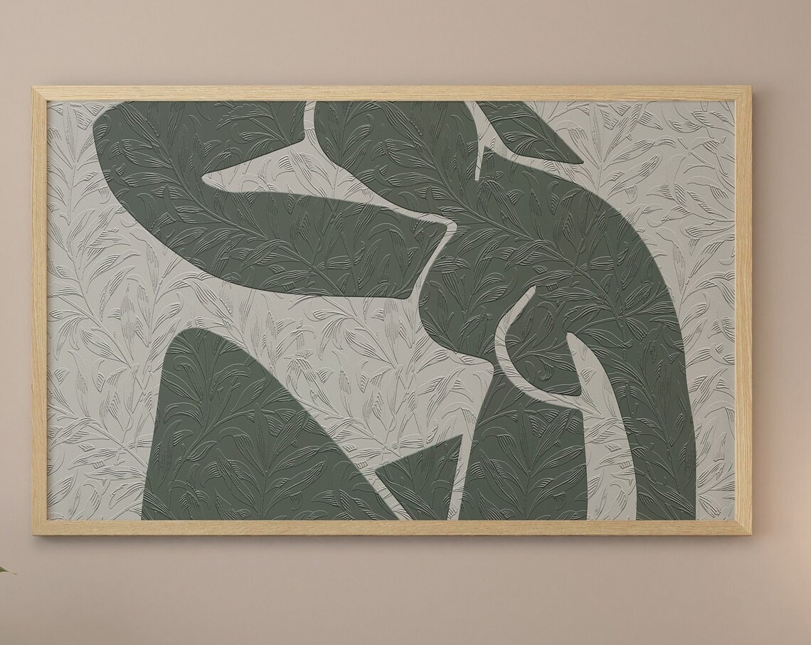 Sage Green Abstract Leafy Woman Figure Modern Botanical Wall Art - Image 2