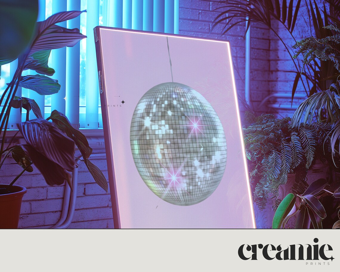 Disco Ball Maximalist Retro Art Print, Pink - Image 4