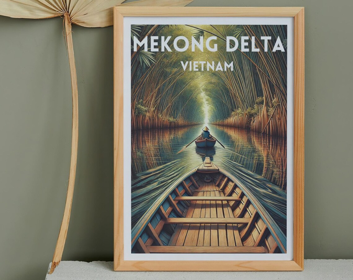 Vietnam Mekong Delta Travel Print Vietnam Travel Poster Travel Decor Wall Art Vietnam River Mekong River Poster Modern Home Decor Gift