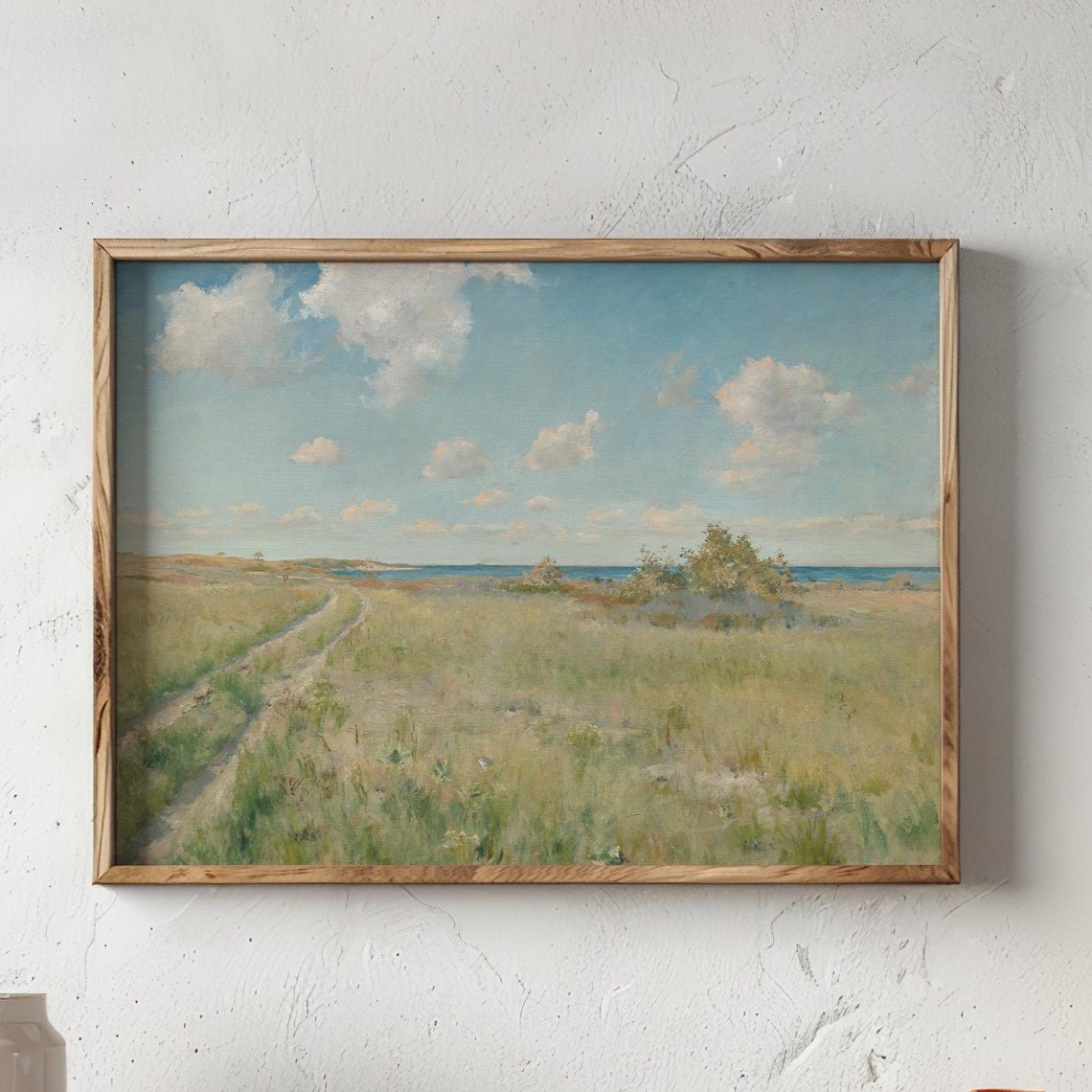 Peaceful Prairie Field Dirt Path Blue Sky Vintage Landscape Poster - Image 2