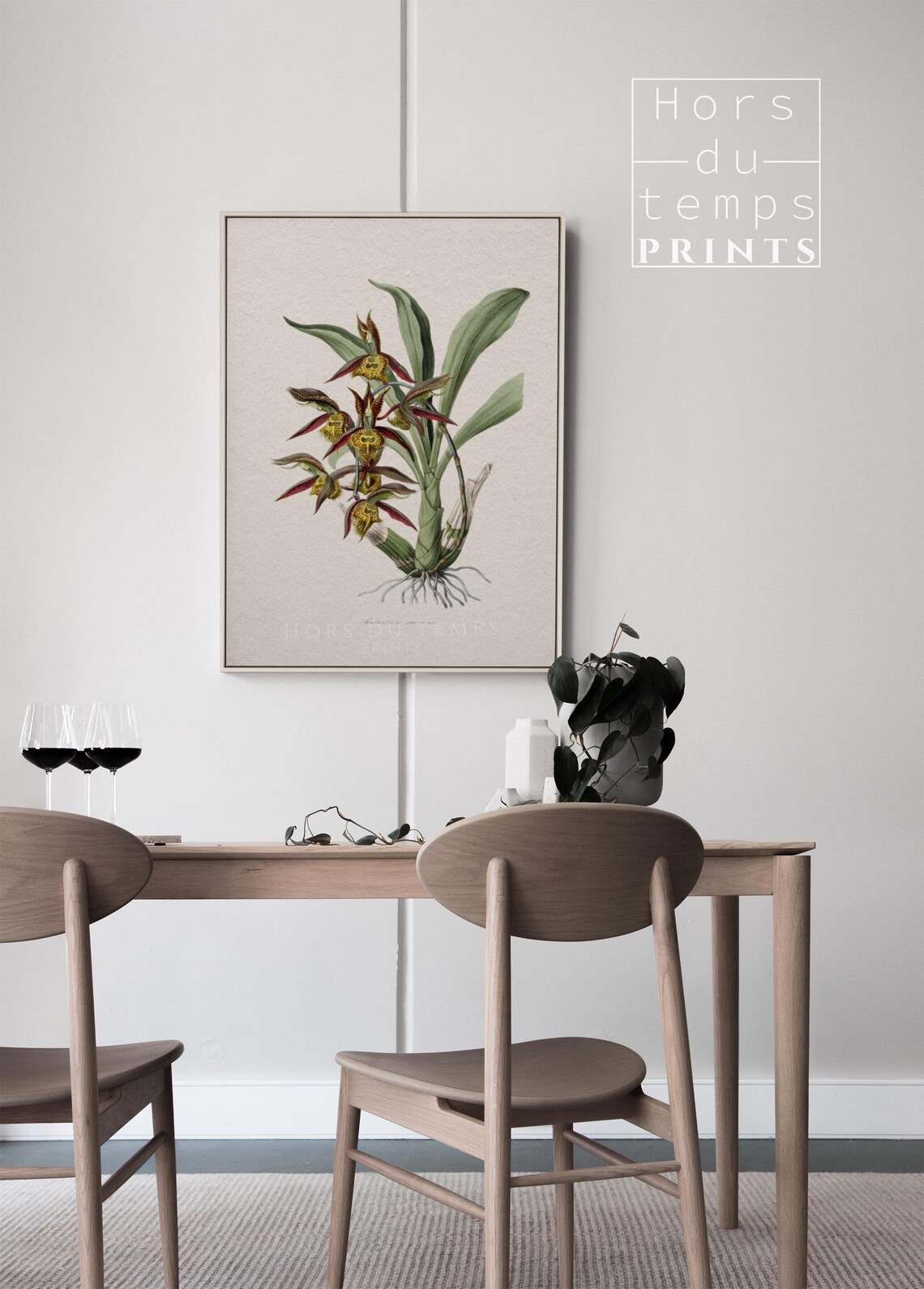 Exotic Red Yellow Orchid Botanical Illustration Vintage Floral Poster - Image 2