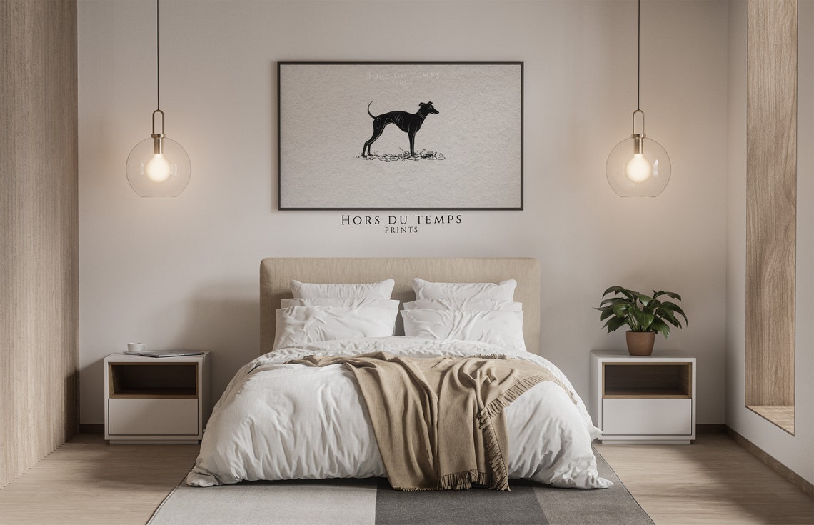 Sighthound Dog Silhouette Minimalist Ink Drawing Modern Poster - Image 2