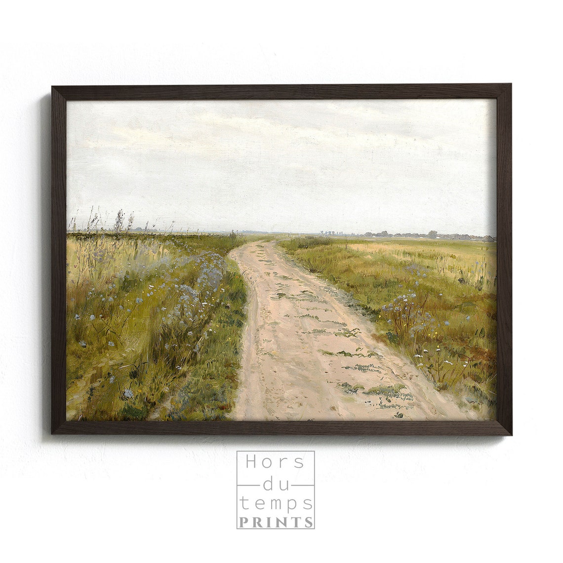 Wildflower Field Dirt Road Muted Vintage Countryside Art Poster - Image 2