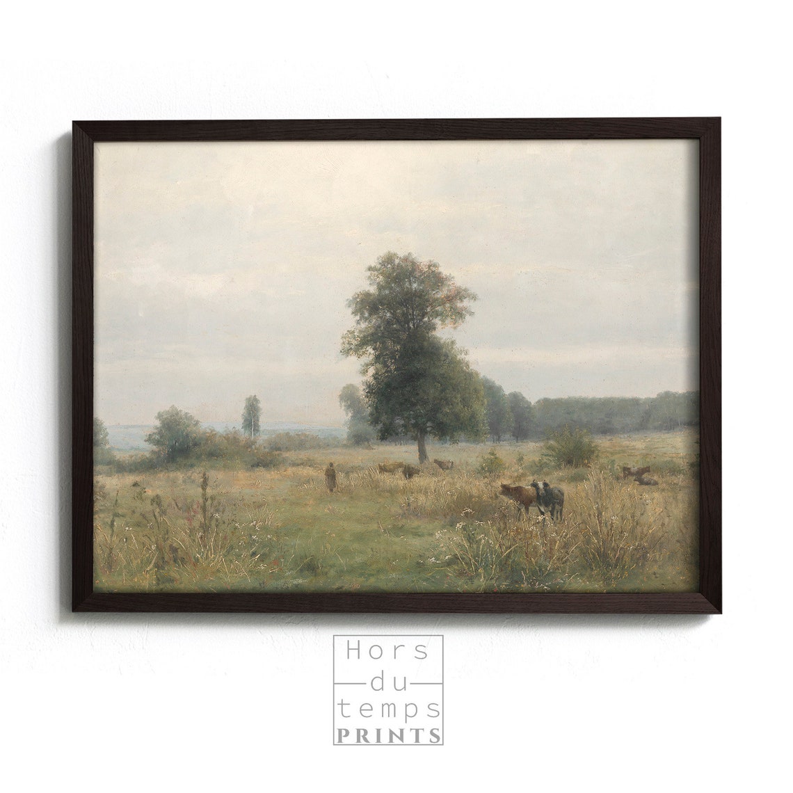 Autumn Meadow Lone Tree Grazing Cows Vintage Pastoral Poster - Image 2