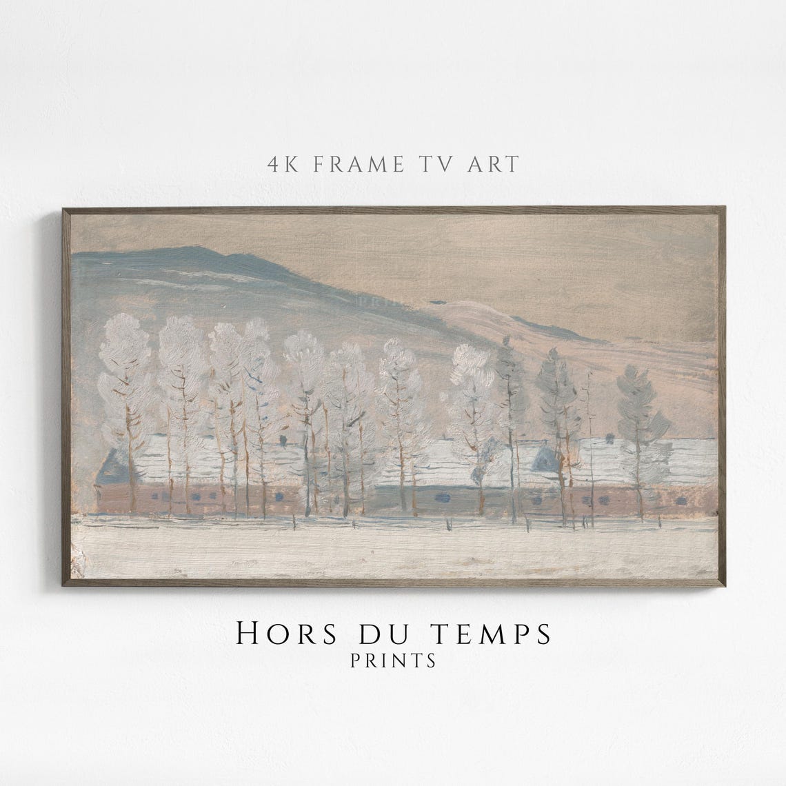 Snowy Hillside With Poplars And House Vintage Winter Painting Poster