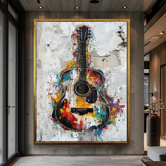 Guitar Abstract Modern Art Print, Music Room Decor