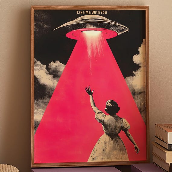 Ufo Poster Funny Scifi Surreal Art Print