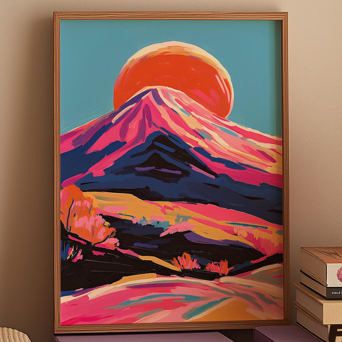 Colorful Mountain Art Print Abstract Sunset Landscape