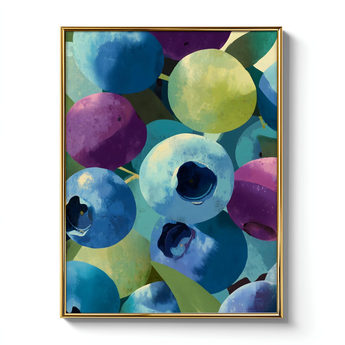 Blueberry Kitchen Art, Bright Botanical Fruit Poster