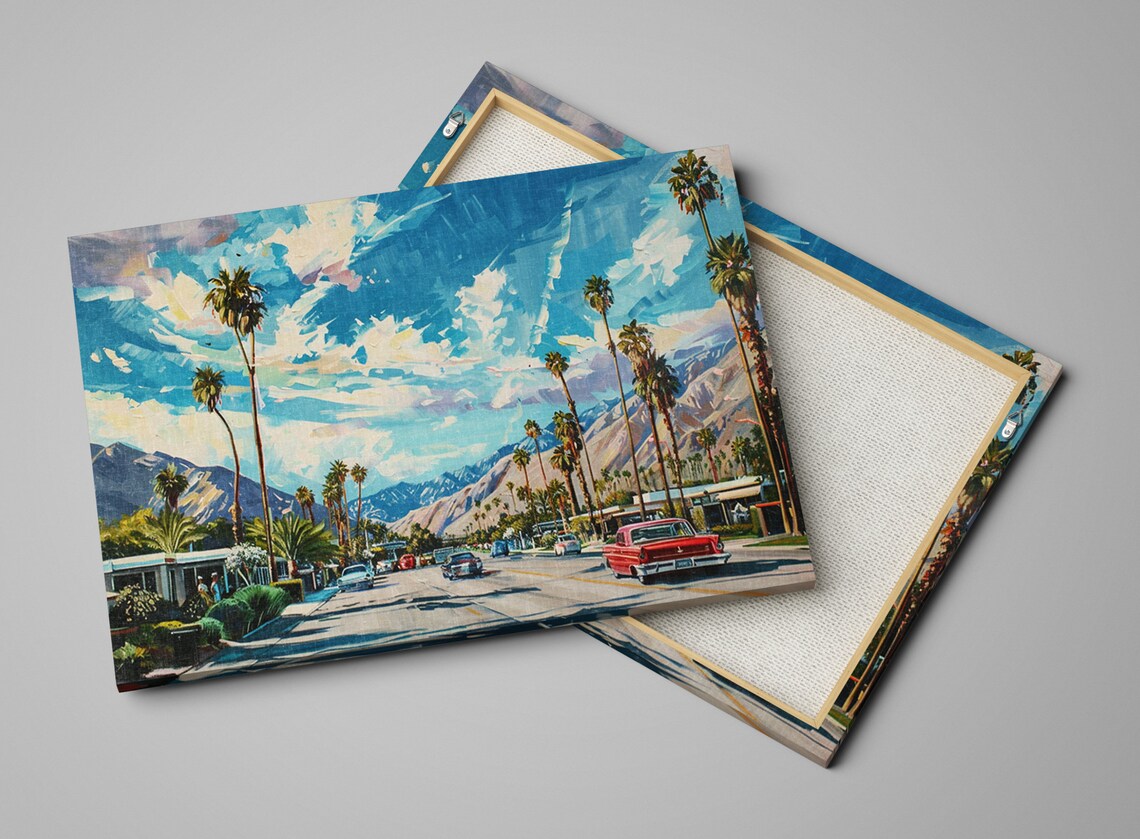 Palm Springs Retro Cityscape Travel Poster, Mid-Century - Image 4