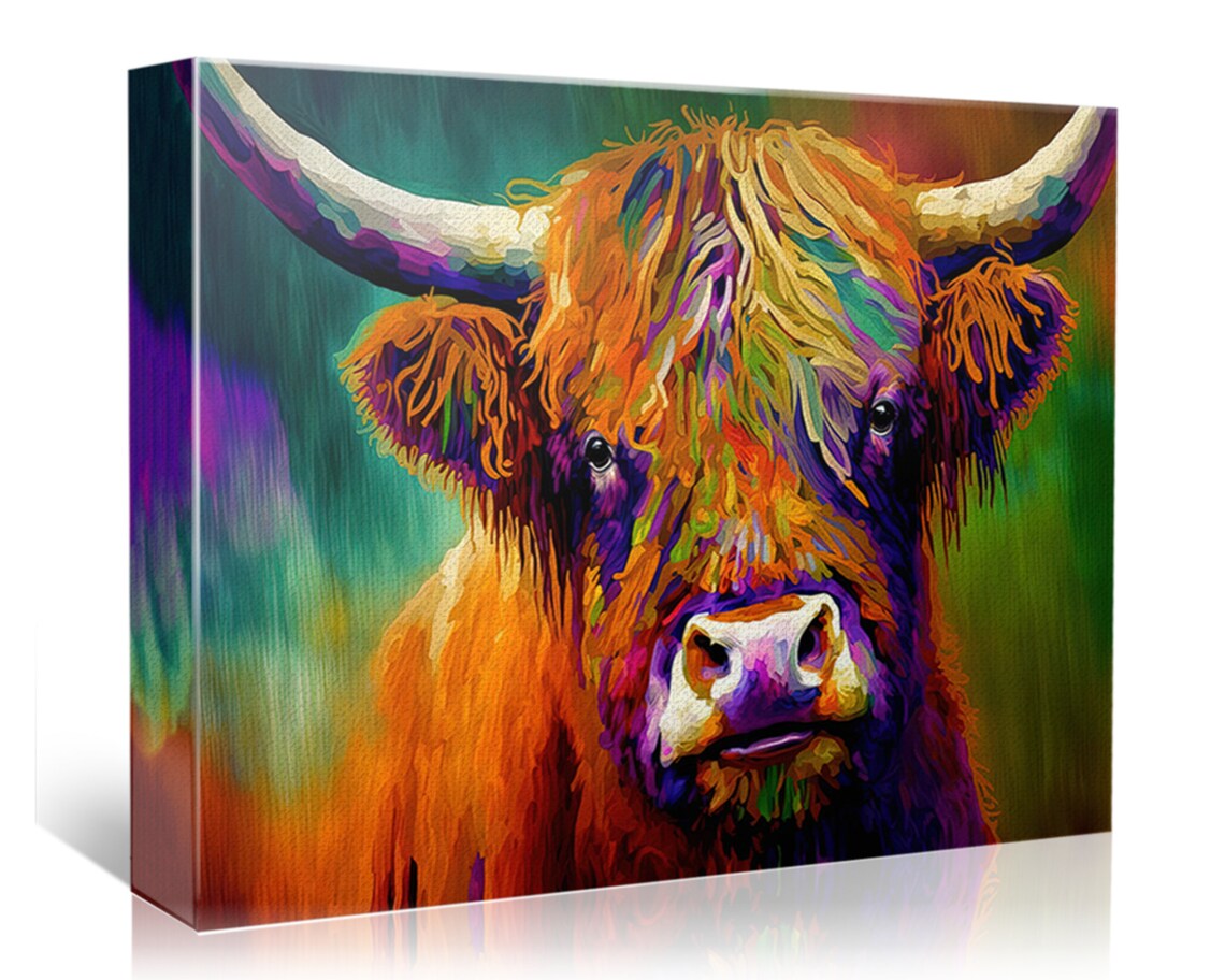Highland Cow Colorful Farmhouse Wall Art Print - Image 4