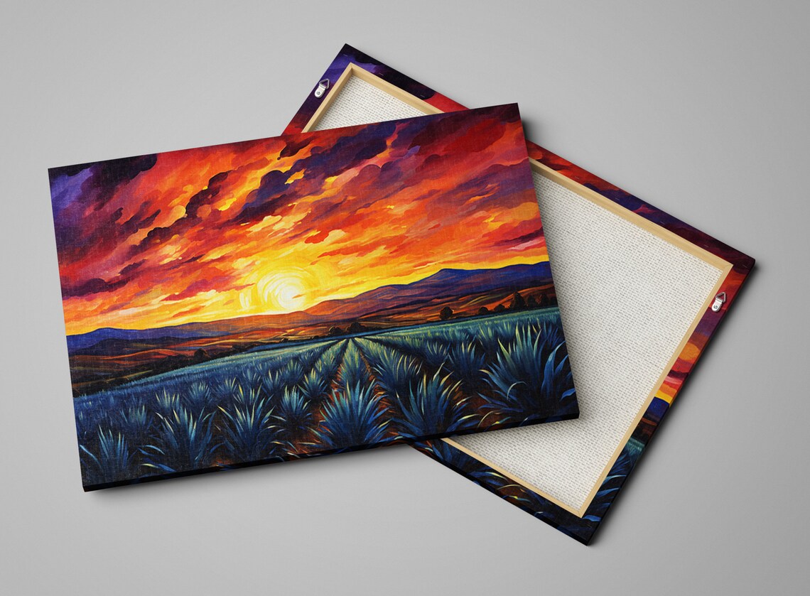 Agave Fields Desert Sunset Scene Wall Art Print - Image 4