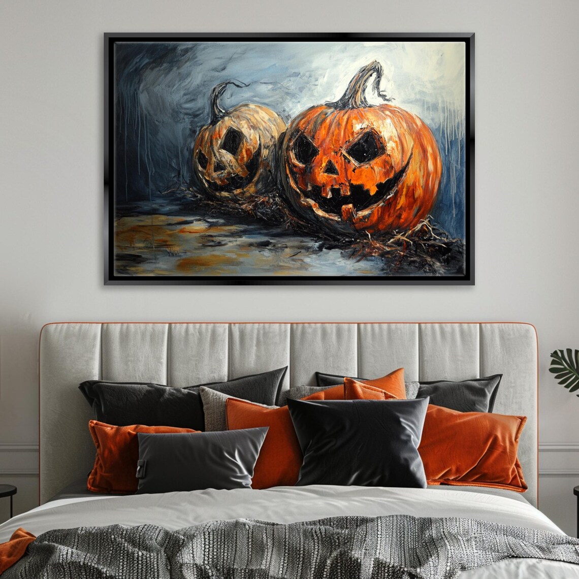Spooky Jack O Lantern Pumpkins Dark Moody Halloween Night Wall Art - Image 5
