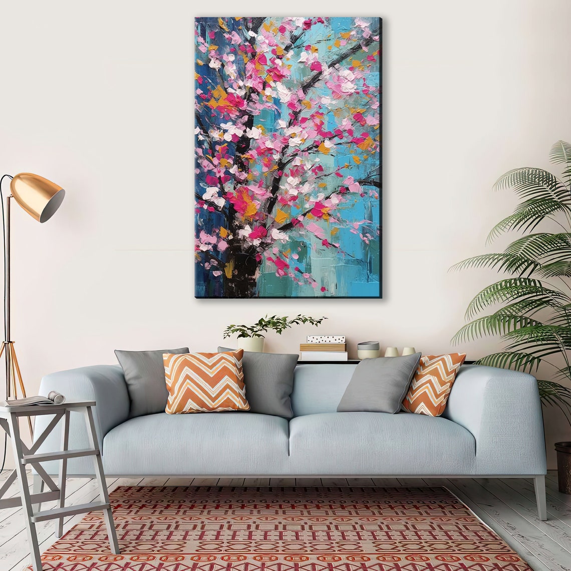 Cherry Blossom Tree Impasto Painting Pink Floral Spring Poster - Image 4