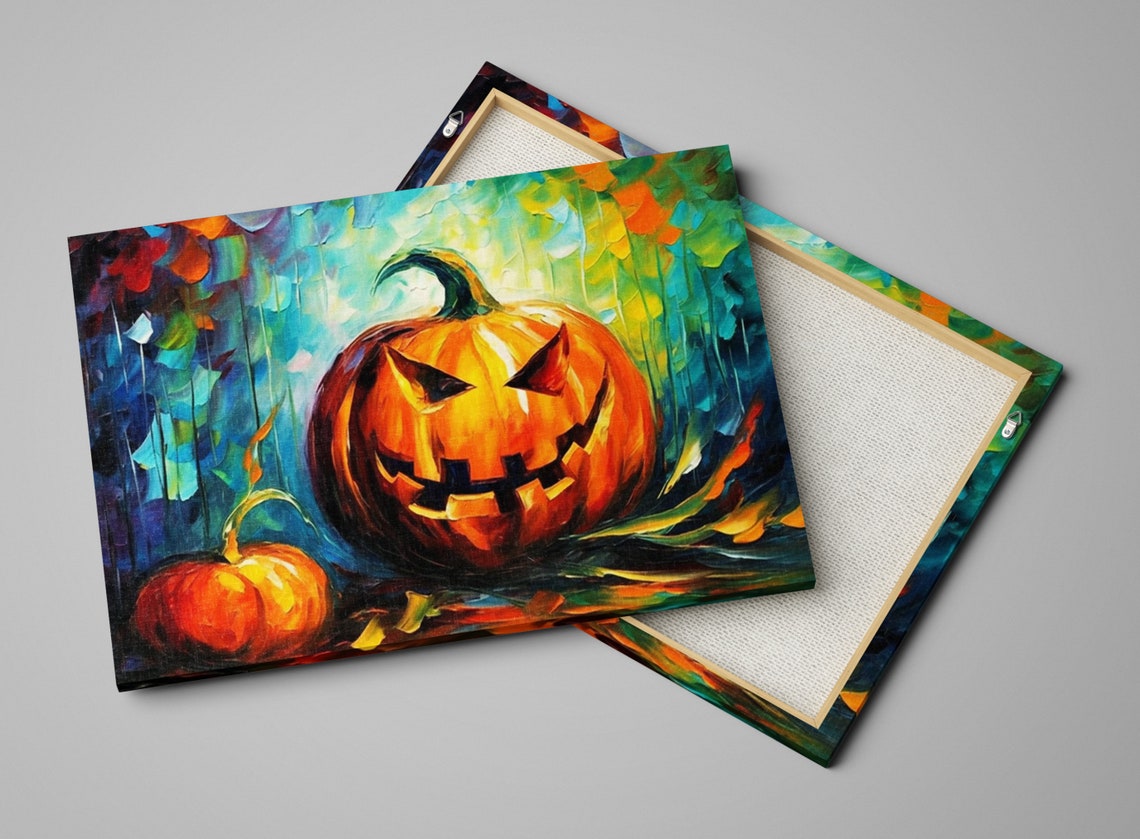 Spooky Jack O Lantern Pumpkins Impasto Halloween Glow Fall Poster - Image 4