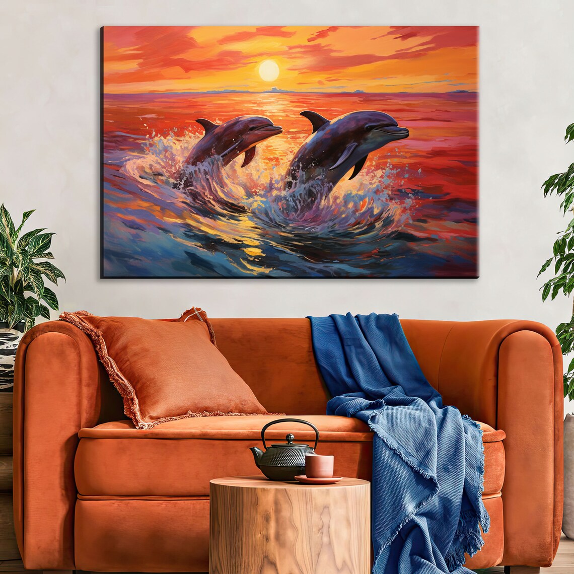 Playful Aquatic Partners, Dolphins Jumping From Ocean - Image 3