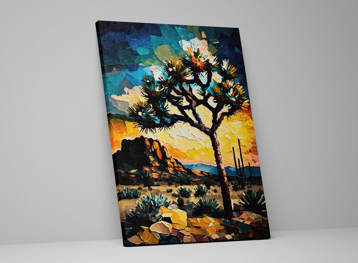 Joshua Tree Wall Art Desert Landscape Painting Southwestern Scenery Giclee Art Print - Image 3