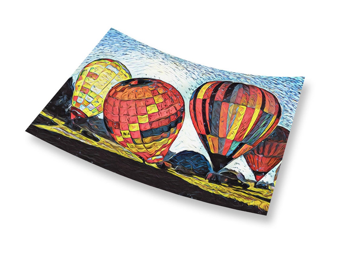 Colorful Hot Air Balloons Night Glow Launch Impressionist Art Poster - Image 2