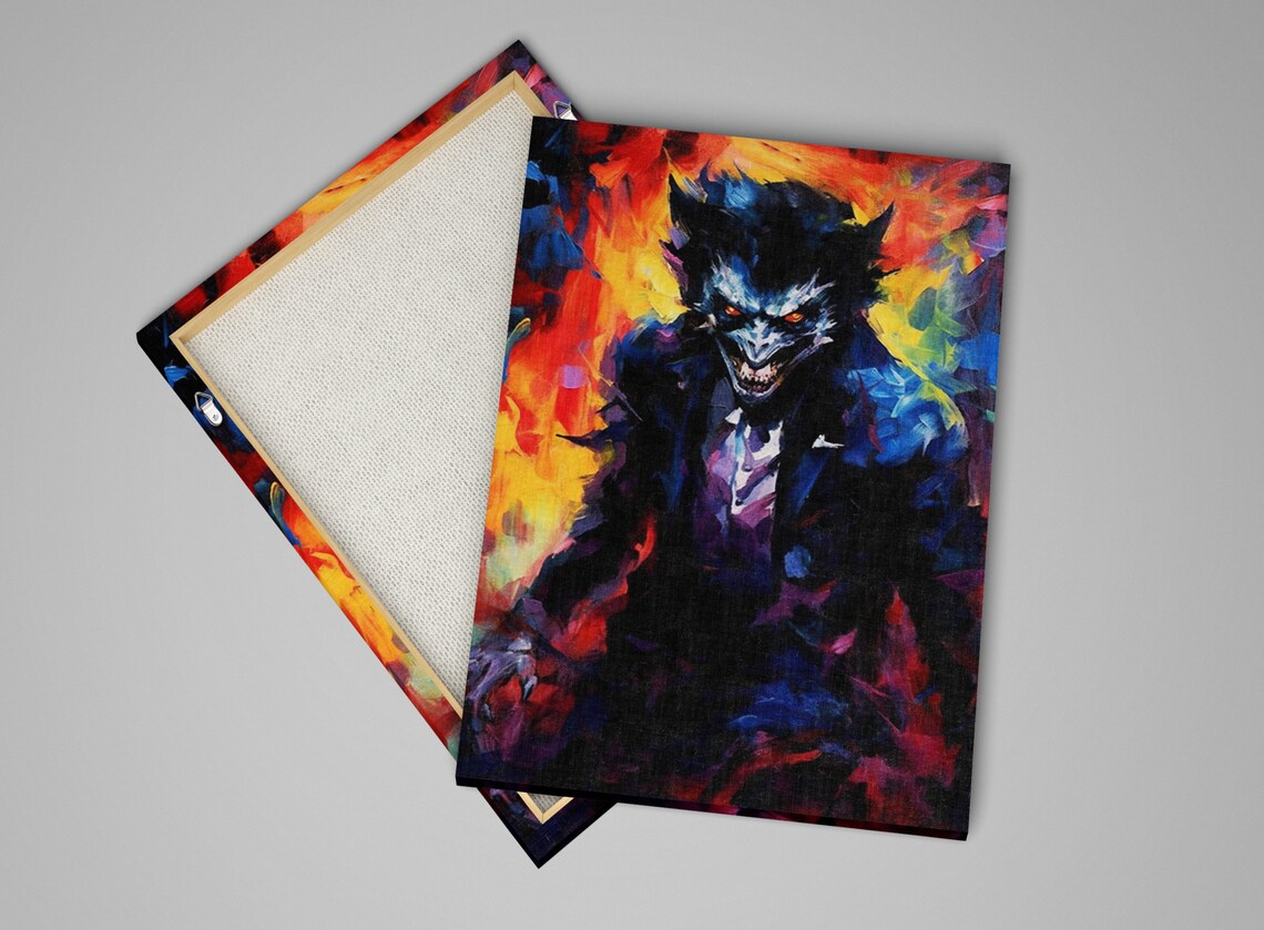 Snarling Werewolf Monster Fiery Background Expressionist Horror Art Poster - Image 4