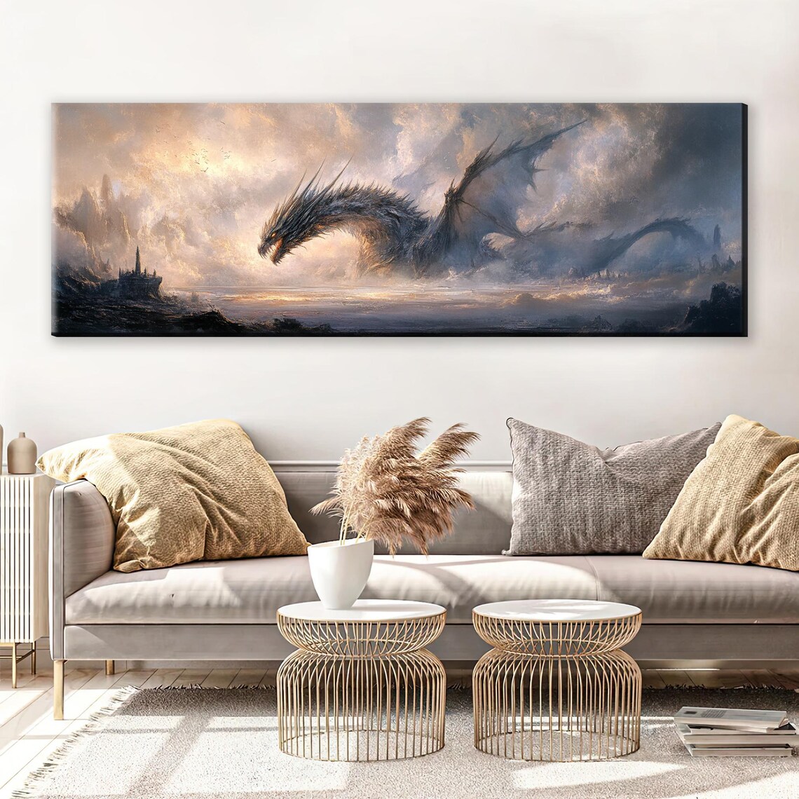 Fantasy Dragon Wall Art Print, Panoramic Decor - Image 5