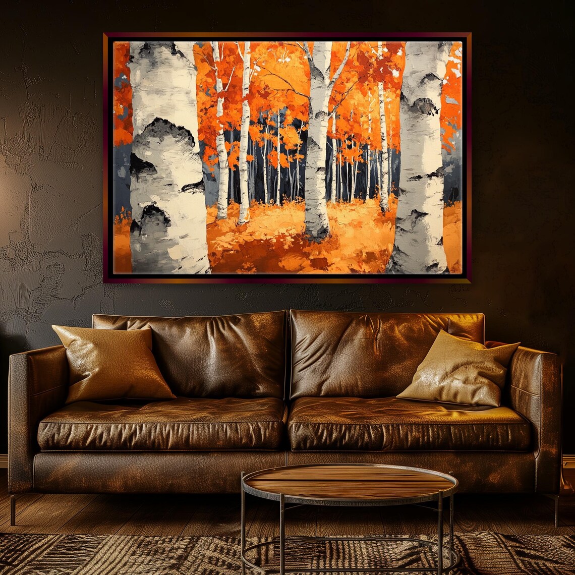 Beautiful Birch Trees In Fall Colors Wall Art Print Framed Or Unframed Gallery Wrapped Gicle Ready To Hang Extra Large Wall Art