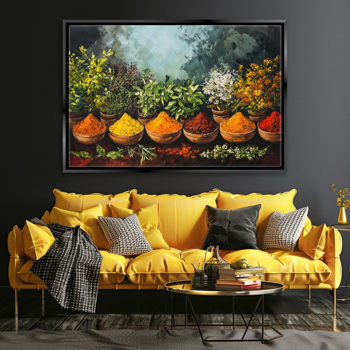 Vibrant Spices Bowls Boho Kitchen Colorful Herbs Still Life Poster - Image 4
