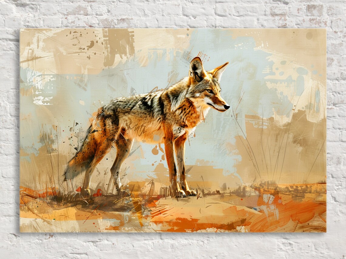 Minimal Coyote Texas Ranch Style Wall Art Print